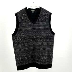 Eddie Bauer Men’s 100% Lambswool Black Gray Sweater Vest Size Large Tall